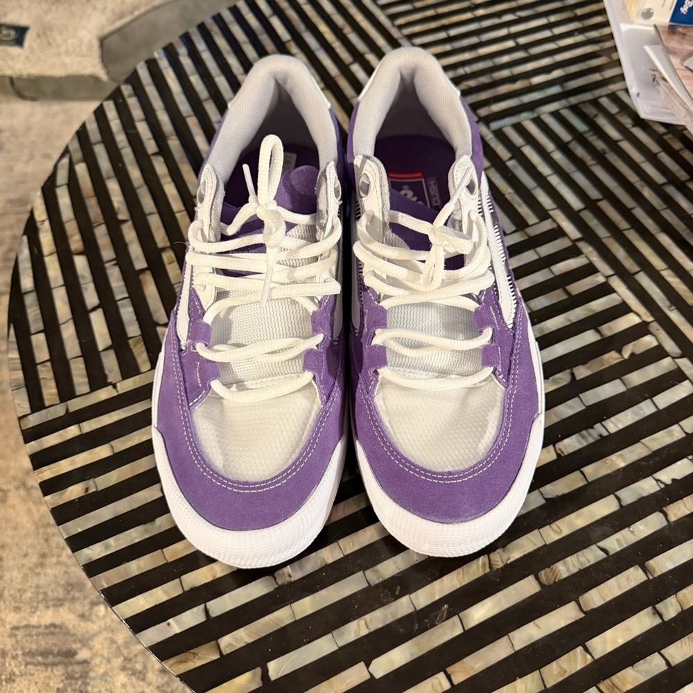 Vans Purple and White Low-Top Sneakers